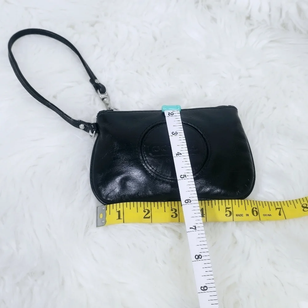 Coach black leather wristlet